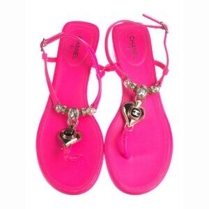 Chanel 2024 Interlocking CC Logo Slingback Sandals Women's Size: 8 | IT 38